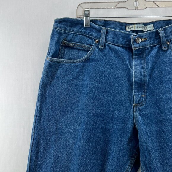 Lee Regular Fit Jeans Mens 40X30 Straight Fit Button Zip Fly 5-Pocket Denim Blue - Picture 4 of 14